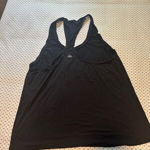 ALO Yoga Black and White Backless Sleeveless Tank Top